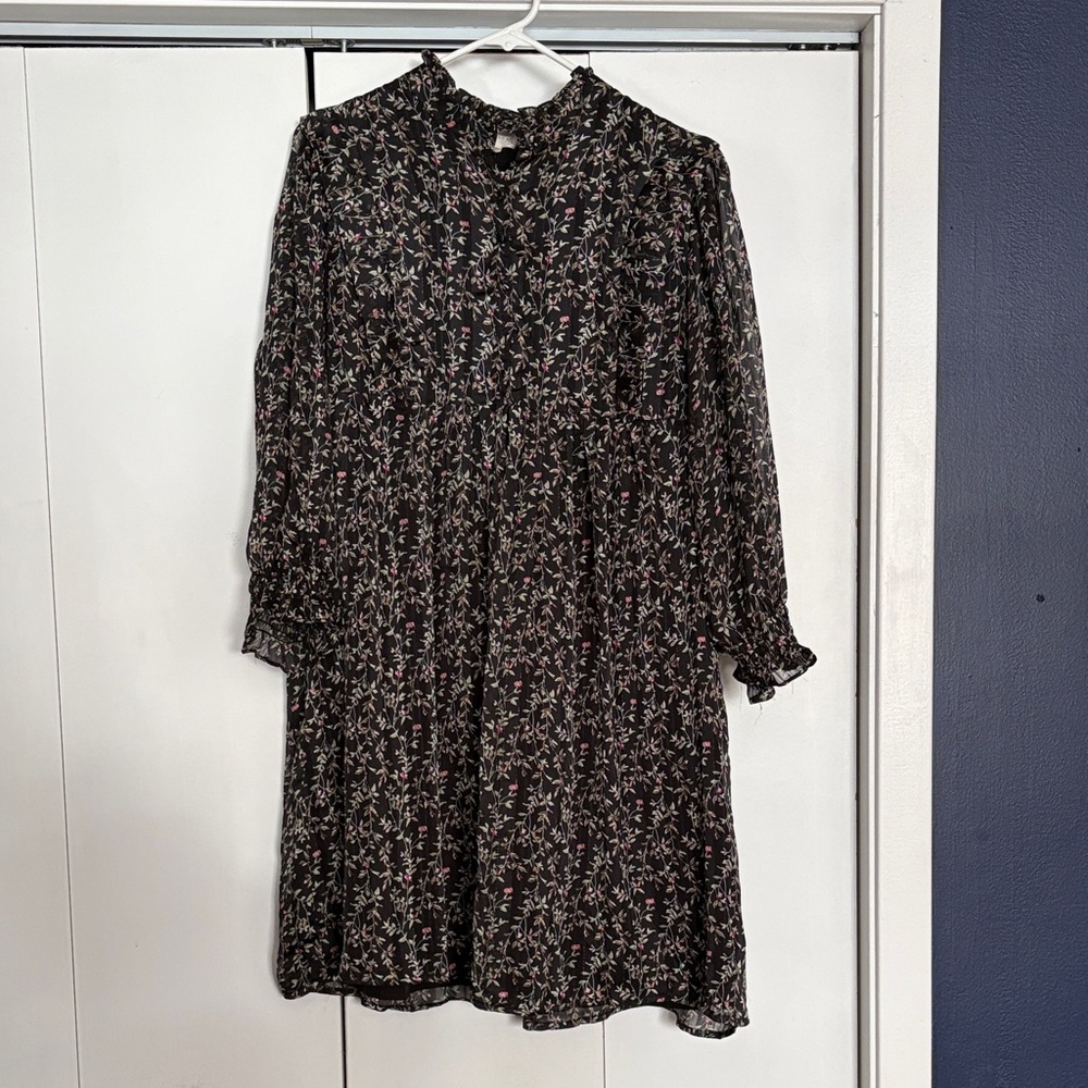 MELLODAY Black Floral Long Sleeve Dress